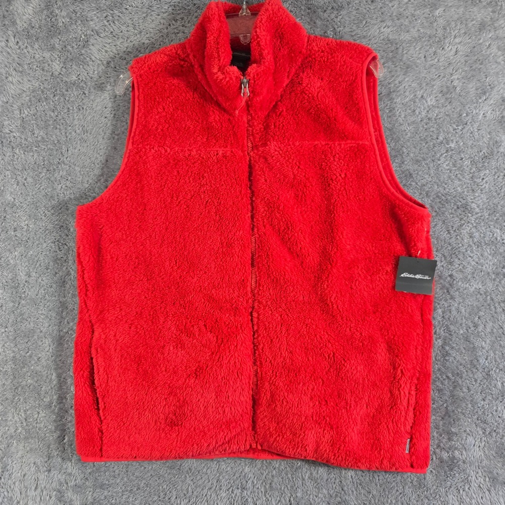 Eddie Bauer WR Fast Fleece Plush Vest Coral Red Womens XL Full Zip 2077 NEW
